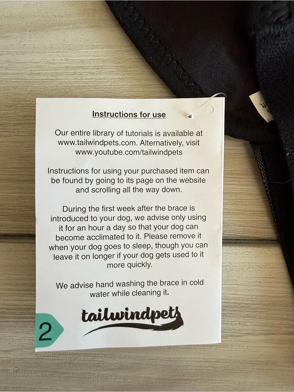 Tailwindpets Single Knee Brace Left Side Black XS NWT IN PACKAGE